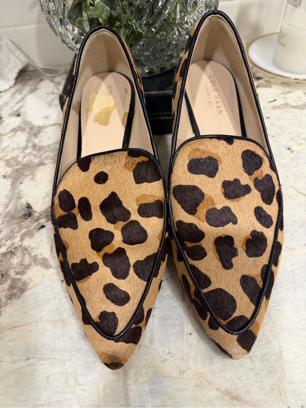 Cole Haan Leopard-Print Pointed Loafers in Tan and Black